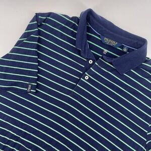Polo Golf Ralph Lauren Navy Striped Performance Wicking‎ Golf Polo Shirt Large